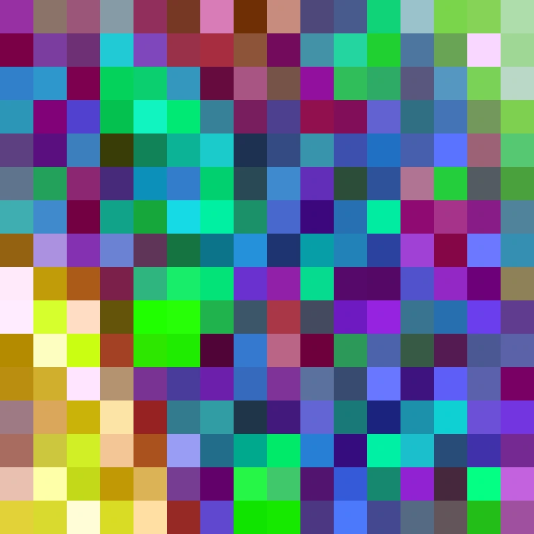 PCA color visualization of the 16 by 16 OlmoEarth spatial embedding grid.